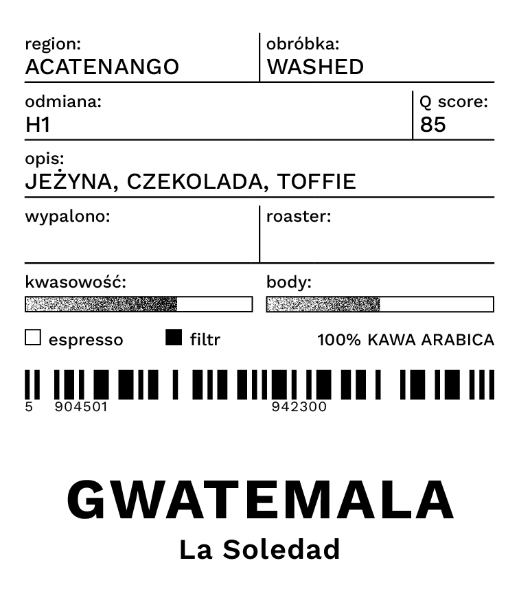 Kawa Ziarnista Specialty - GWATEMALA LA SOLEDAD - Myta - 1000g - obrazek 2