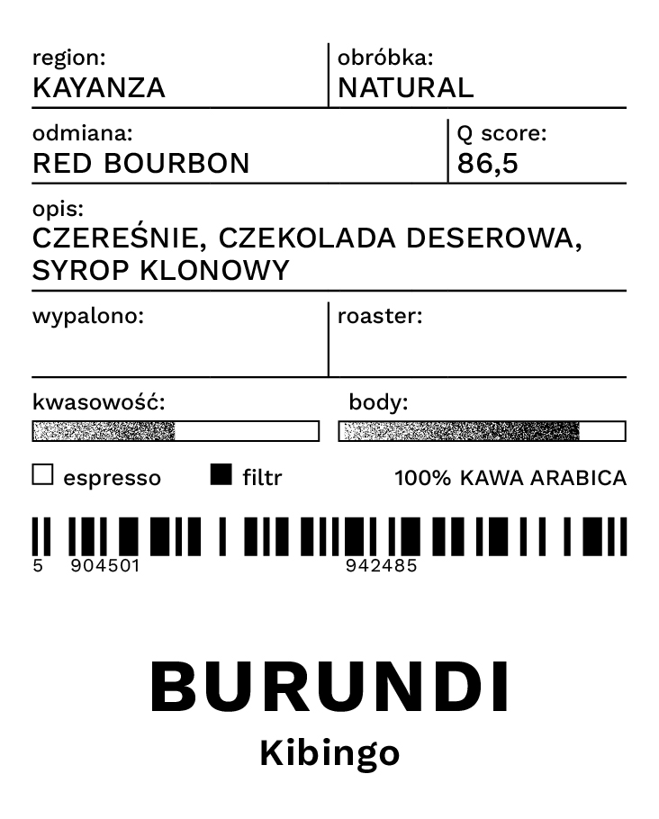 Kawa Ziarnista Specialty - BURUNDI KIBINGO - natural - 1000g - obrazek 2